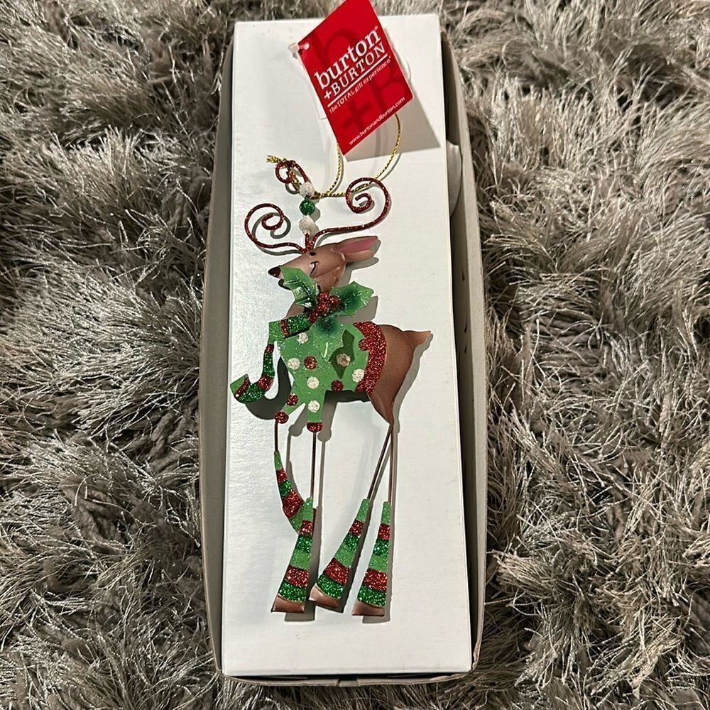 Burton & Burton Christmas Reindeer Ornament NEW